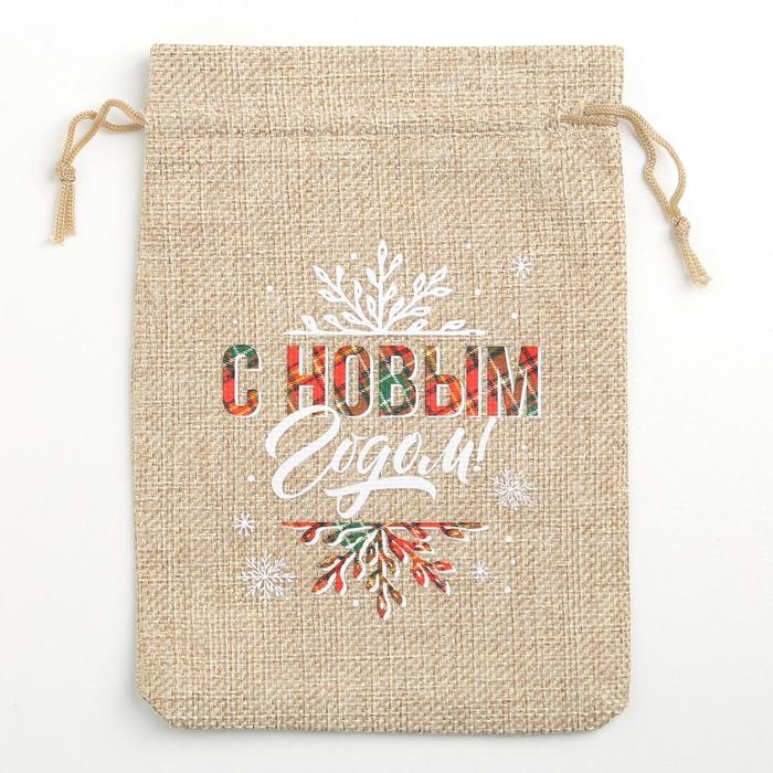 Мешок с термонаклейкой «С Новым годом», 13 х 18 см +/- 1.5 см, Новый год Мешок с термонаклейкой «С Новым годом», 13 х 18 см +/- 1.5 см, Новый год