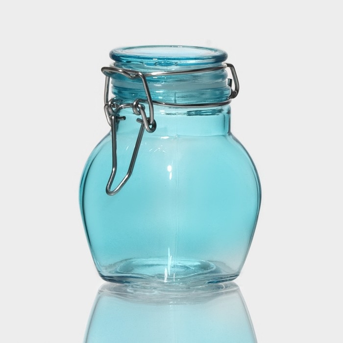 Банка стеклянная для хранения сыпучих продуктов «Овал», 100 мл, 6×8,5 см, с бугельным замком, цвет МИКС