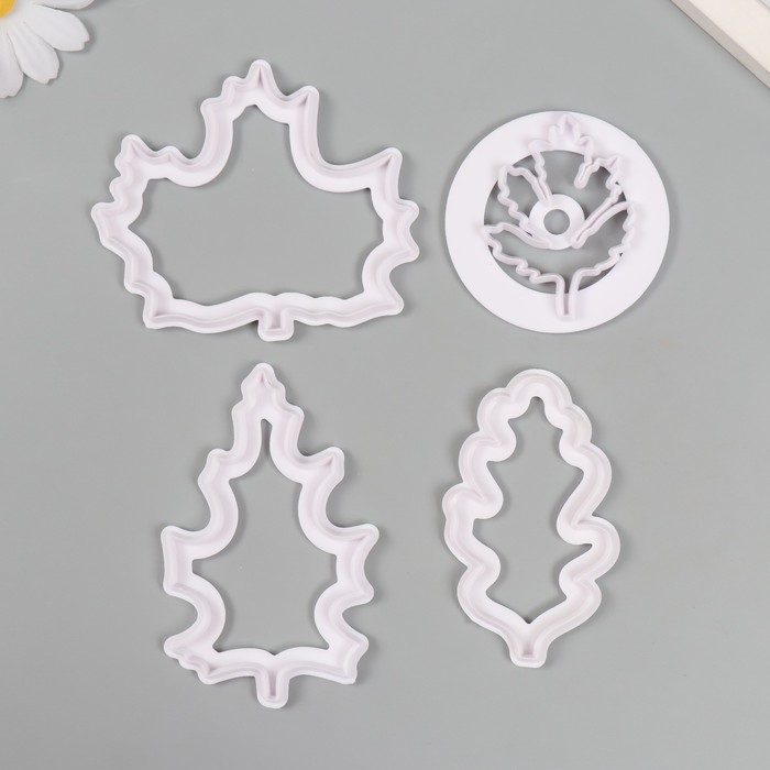 Каттеры для полимерной глины Каттеры для полимерной глины "Листья" набор 4 шт 8,2х4,9 см 6,2х6,2 см 9,1х8 см 9,5х6,1 см 993608