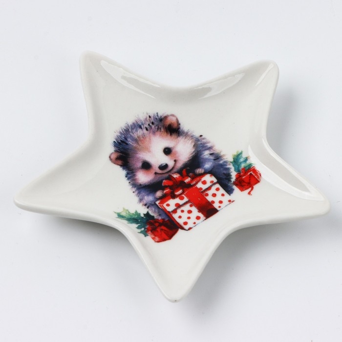 Новый год. Подставка под чайный пакетик  Новый год. Подставка под чайный пакетик "Ёжик", 8,7 х 8,7 см