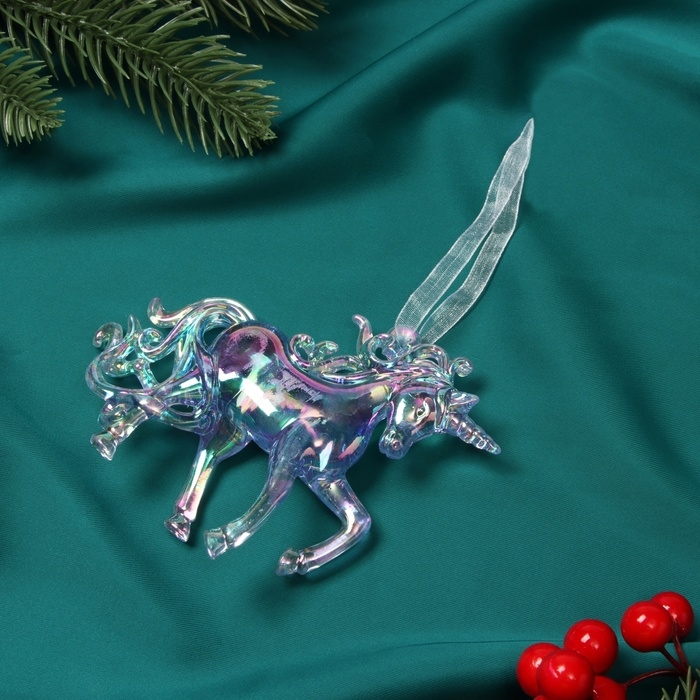 Украшение ёлочное Украшение ёлочное "Игривый конь" 10х10 см, фиолетовый перелив