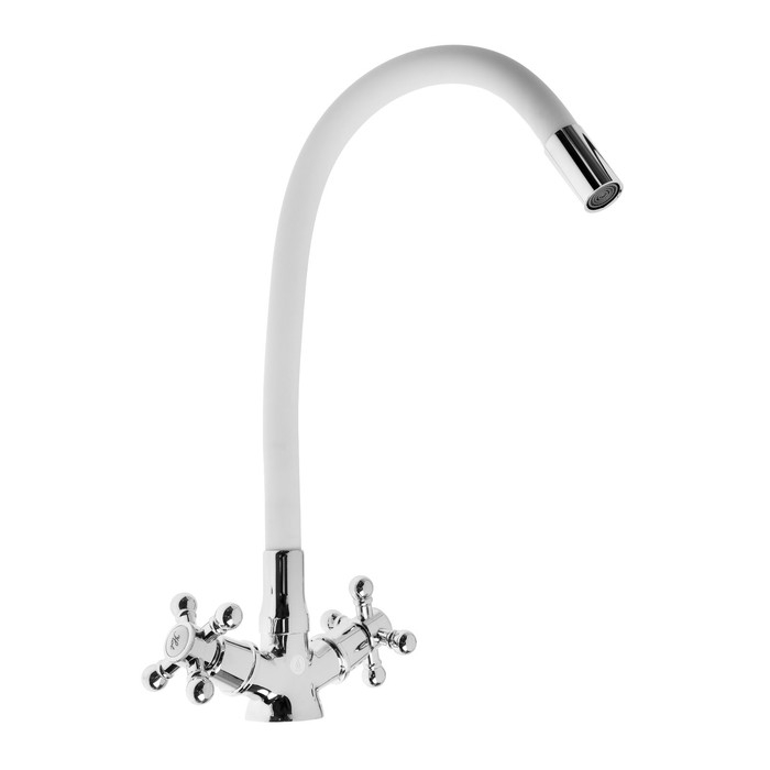 Смеситель для кухни  Смеситель для кухни "ЦС-СМ СМ511711", двухвентильный, гибкий излив, латунь, серый