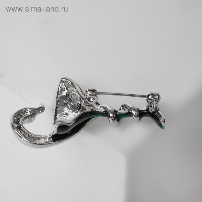 Брошь «Змея в геральдике» знак медицины, цвет зелёный в серебре Брошь «Змея в геральдике» знак медицины, цвет зелёный в серебре