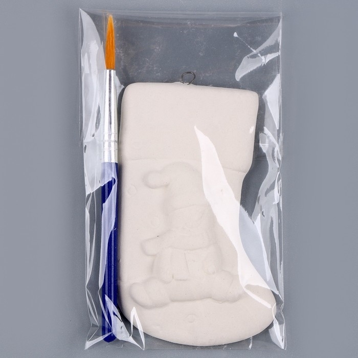 Новый год! Ёлочное украшение под раскраску «Носочек» с подвесом, кисть