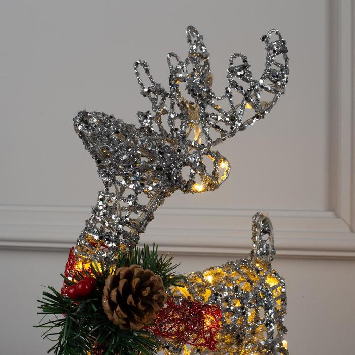 Светодиодная фигура «Олень серебристый» 25 × 30 × 10 см, металл, батарейки ААх3 (не в комплекте), свечение тёплое белое Светодиодная фигура «Олень серебристый» 25 × 30 × 10 см, металл, батарейки ААх3 (не в комплекте), свечение тёплое белое