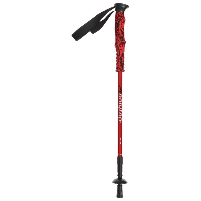 Палка для скандинавской ходьбы ONLITOP, телескопическая, 3 секции, алюминий, до 135 см, 1 шт., цвет красный/синий,