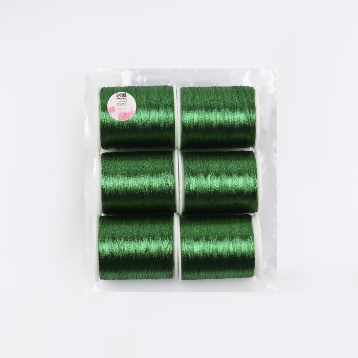 Набор металлизированных ниток, 91 ± 1 м, 6 шт, цвет зелёный Набор металлизированных ниток, 91 ± 1 м, 6 шт, цвет зелёный