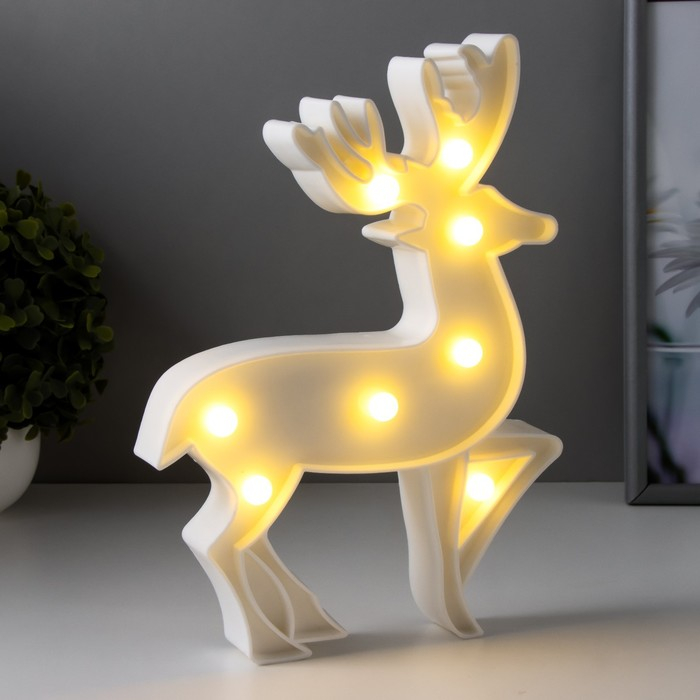 Ночник Ночник "Олененок" 8хLED батарейки 2хАА белый 18,5х3,5х25 см RISALUX