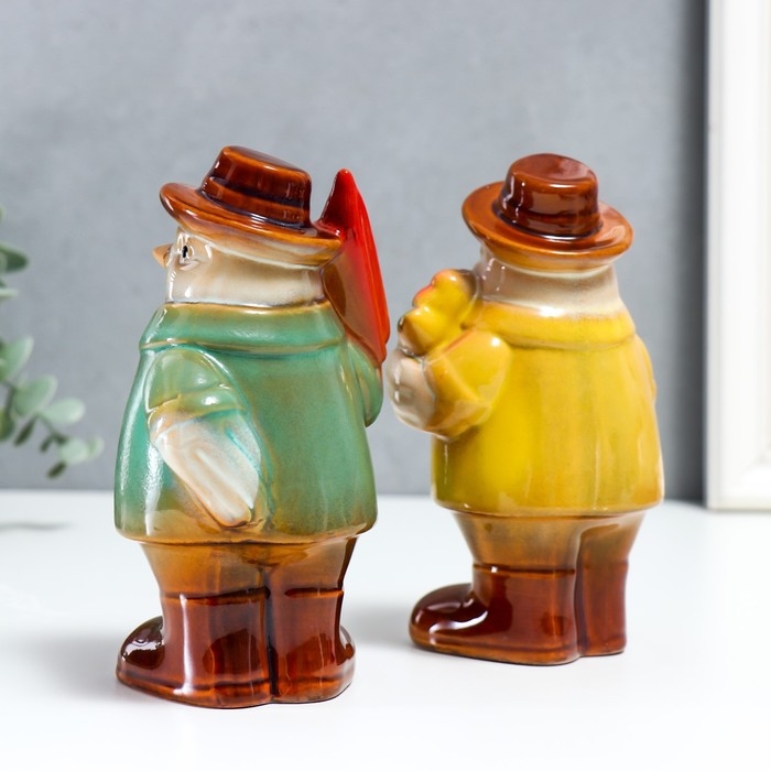 Сувенир керамика Сувенир керамика "Воробушки в плащах - дождливый день" набор 2 шт 16х6,5х10 см