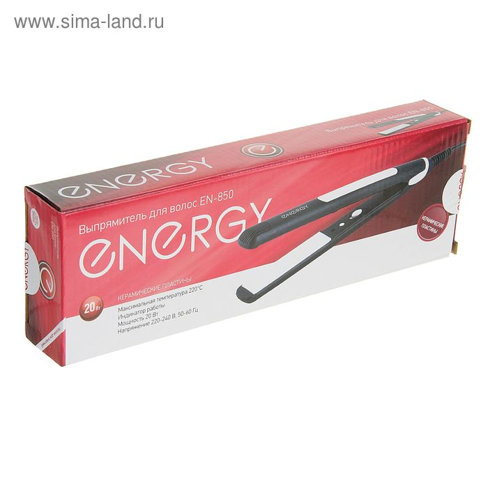 Выпрямитель ENERGY EN-850, 20 Вт, керамическое покрытие, 22х85 мм, до 220°С, черный Выпрямитель ENERGY EN-850, 20 Вт, керамическое покрытие, 22х85 мм, до 220°С, черный