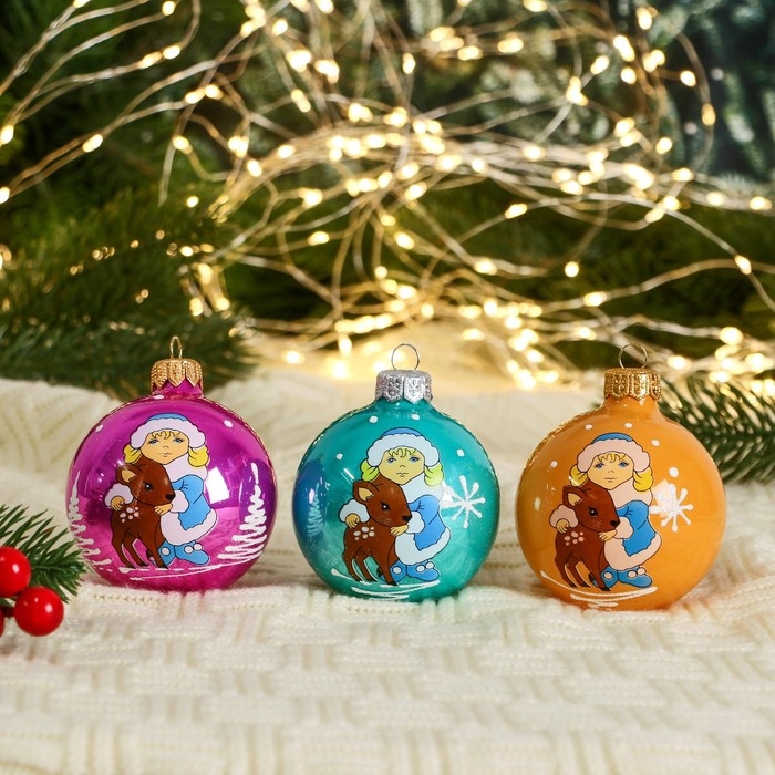 Шар Шар "Снегурочка с олененком" 6,5 см, микс