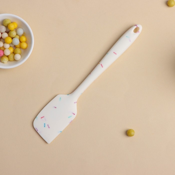 Лопатка Доляна «Конфетти», силикон, 20,5 см, цвет белый Лопатка Доляна «Конфетти», силикон, 20,5 см, цвет белый