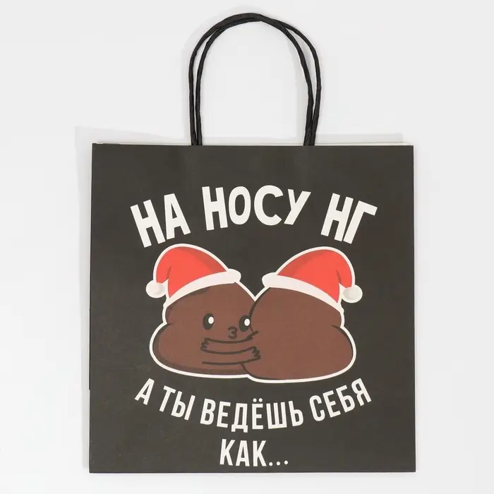 Пакет подарочный новогодний &laquo;На носу НГ&raquo;, 22&times;22&times;11 см