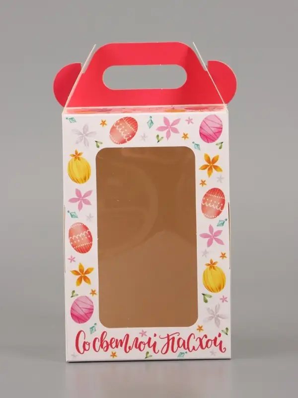 Пасхальная коробочка с окном и с ручкой "Светлой Пасхи" 10 х 10 х 15 см