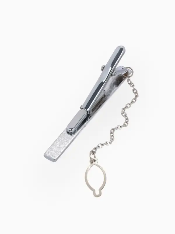 Набор мужской стальной &laquo;Запонки + Зажим для галстука&raquo;, клетки, белый в серебре