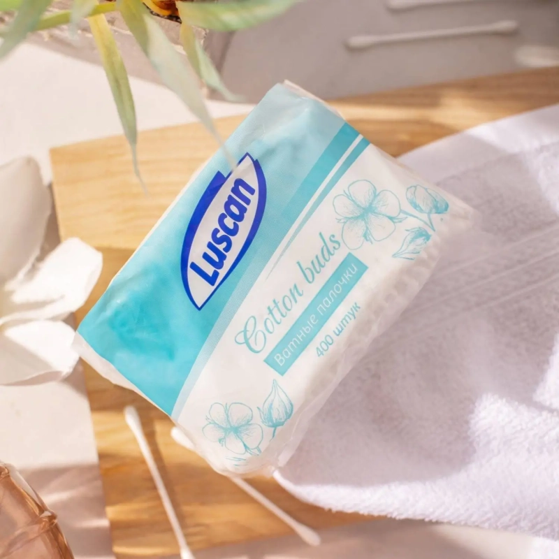 Палочки ватные Luscan п/э пакет 400шт/уп