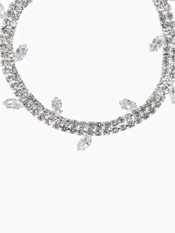 Браслет со стразами &laquo;Амелия. Лепестки&raquo;, L=23 см, белый в серебре