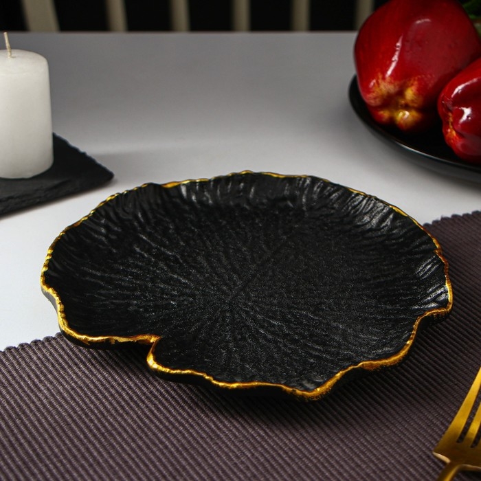 Блюдо для фруктов Доляна «Кувшинка», 20×19 см, цвет чёрный Блюдо для фруктов Доляна «Кувшинка», 20×19 см, цвет чёрный