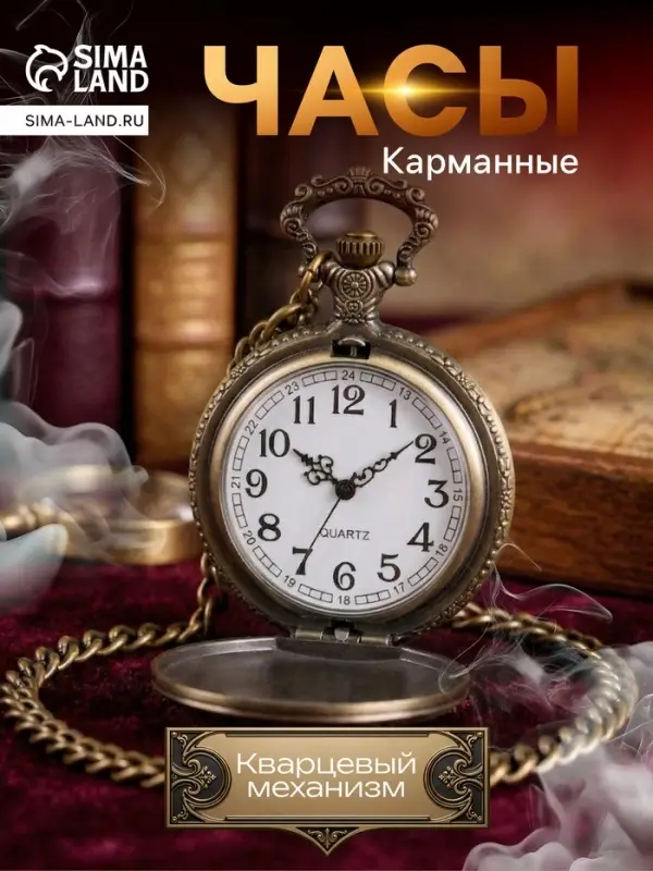 Часы карманные &laquo;Змея&raquo;, кварцевые, длина цепочки 40 см, циферблат d=4.5 см, медные