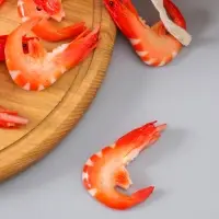 Муляж "Креветка" (фасовка по 10 шт) 7,5 см, красно-розовый