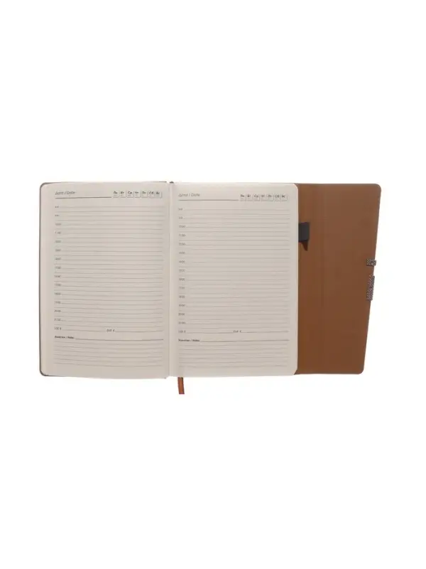 Ежедневник недатированный формат А5, с клапаном, 96л, линия, пвх, Коричневый Ежедневник недатированный формат А5, с клапаном, 96л, линия, пвх, Коричневый