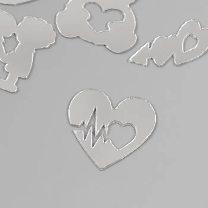 Декор для творчества пластик зеркальный "Любовь" набор 6 шт