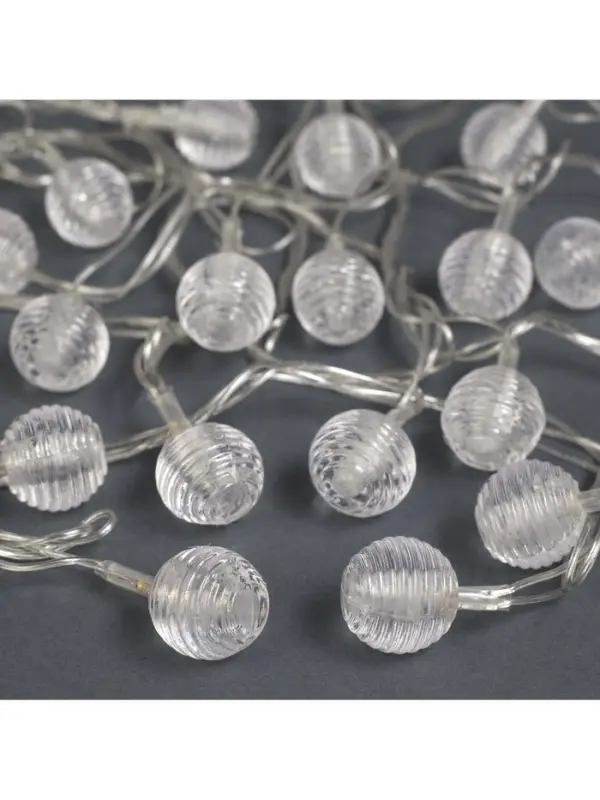 Гирлянда &laquo;Нить&raquo; 5 м с насадками &laquo;Шарики льда&raquo;, IP20, прозрачная нить, 20 LED, свечение мульти (RG/RB), мигание, 220 В