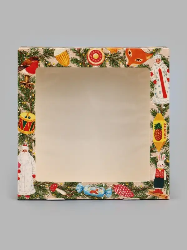 Коробка подарочная, самосборная &laquo;Еловые ветки&raquo;, 20&times;20&times;4 см