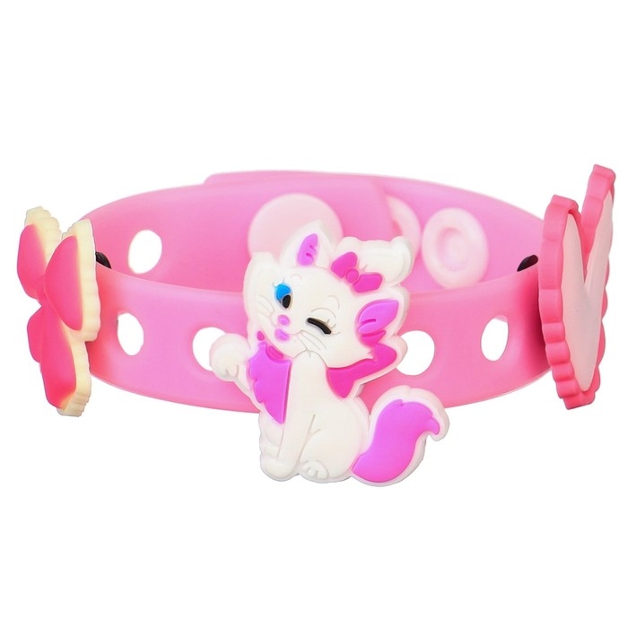 Браслет силиконовый со сменными джибитсами, 3 джибитса в комплекте, Коты аристократы Браслет силиконовый со сменными джибитсами, 3 джибитса в комплекте, Коты аристократы