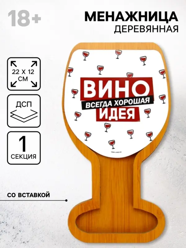 Менажница &laquo;Вино - всегда хорошая идея&raquo;, со вставкой, 22&times;12 см