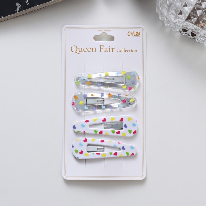 Невидимка для волос  Невидимка для волос "Глория" (набор 4 шт) сердца, 5 см