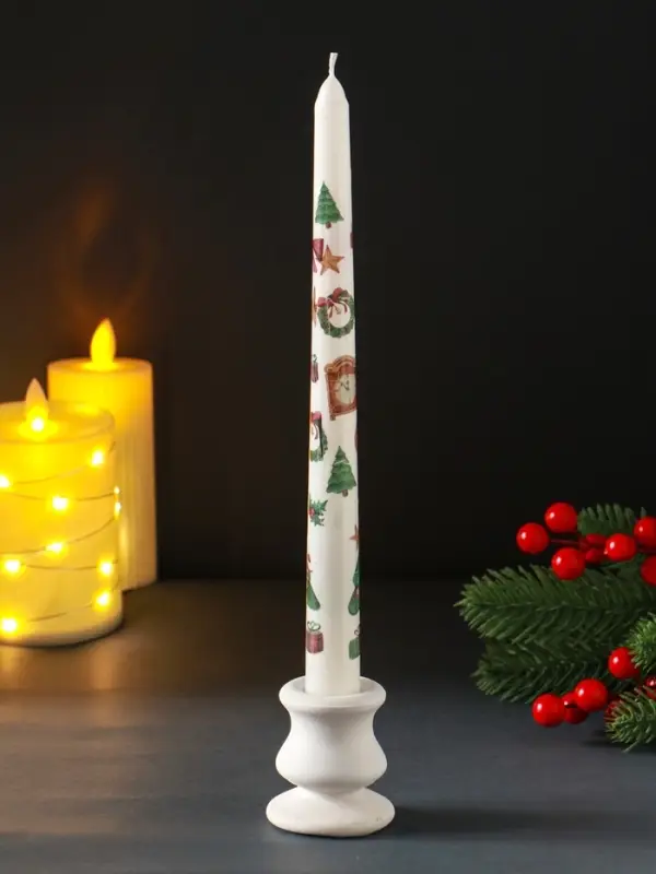 Свеча античная Свеча античная "Новый год" 255х22 мм, с декором