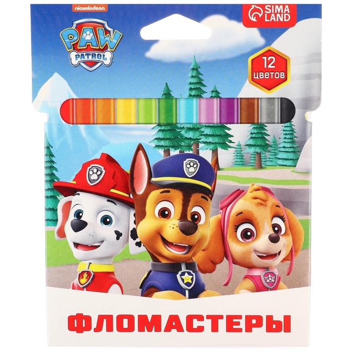 Фломастеры  Фломастеры "Щенячий патруль", 12 цветов, вентилируемый колпачок