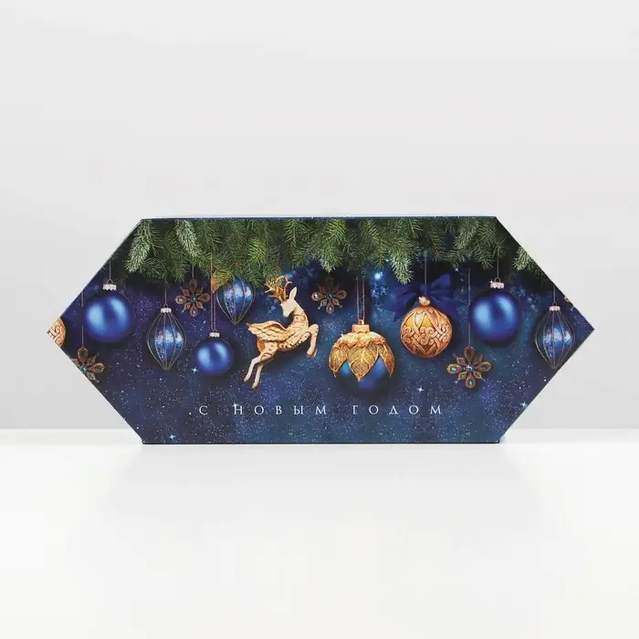 Складная новогодняя коробка-конфета «Новогодние игрушки», 9,3 х 14,6 х 5,3 см, Новый год