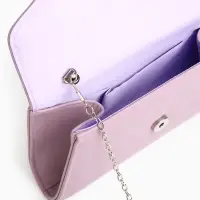 Сумка-клатч женская вечерняя на магните, на длинной цепочке, с декоративным элементом, однотонная, фиолетовая