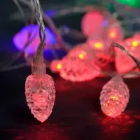 Гирлянда &laquo;Нить&raquo; 5 м с насадками &laquo;Шишки большие&raquo;, IP20, прозрачная нить, 20 LED, свечение мульти (RG/RB), мигание, 220 В