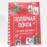 Пакет подарочный новогодний ламинированный «Полярная почта», L 28 х 38 х 9 см