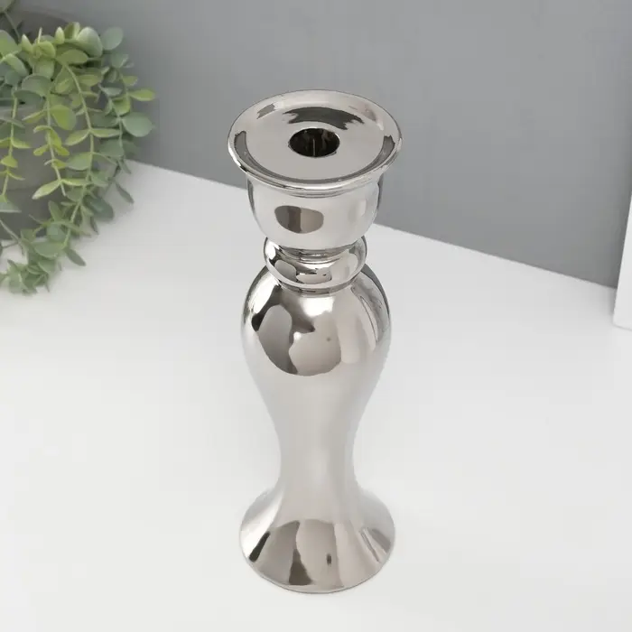 Подсвечник на 1 свечу &laquo;Вуаль&raquo;, d=1.5 см, серебро, 9.8&times;9.8&times;30.5 см