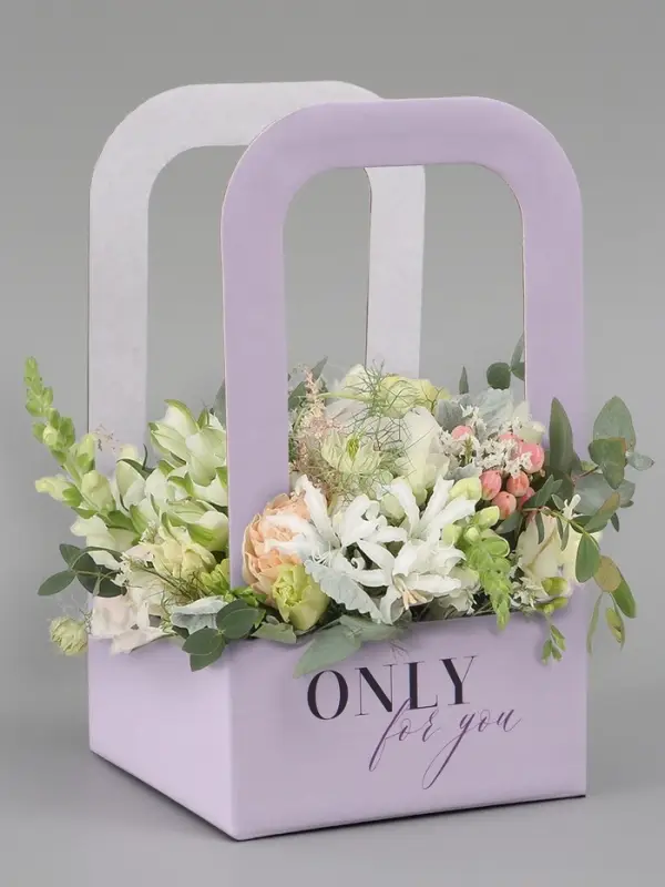 Коробка - переноска для цветов &laquo;Только для тебя&raquo;, 12&times;12&times;22 см