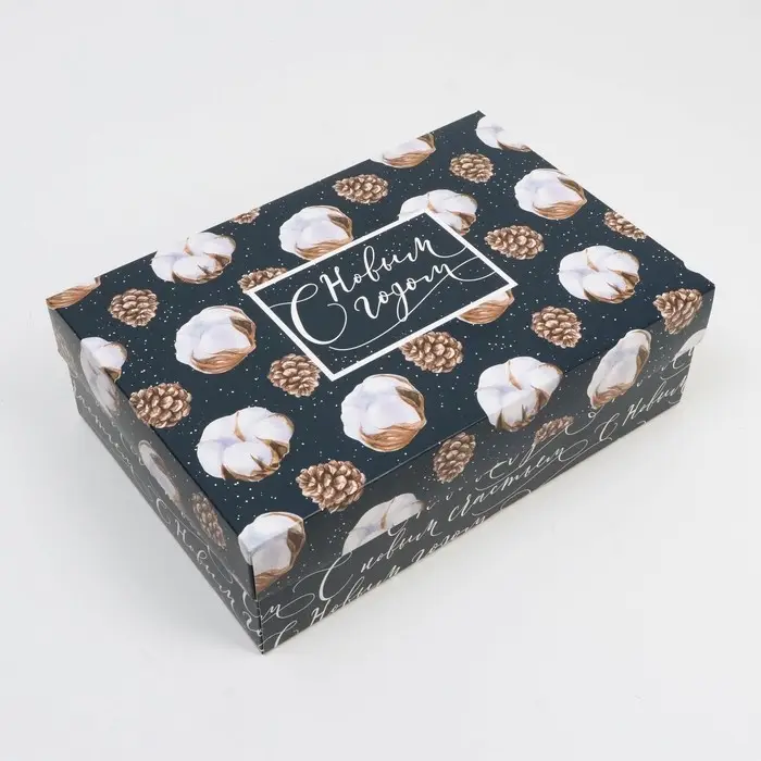 Коробка подарочная новогодняя складная «Новогодний хлопок», 30 х 20 х 9 см, Новый год Коробка подарочная новогодняя складная «Новогодний хлопок», 30 х 20 х 9 см, Новый год