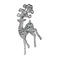 Ёлочные игрушки 2 шт. &laquo;Зимнее волшебство. Ажурный олень в блёстках&raquo; пластик, 5.5&times;12 см, серебро/золото