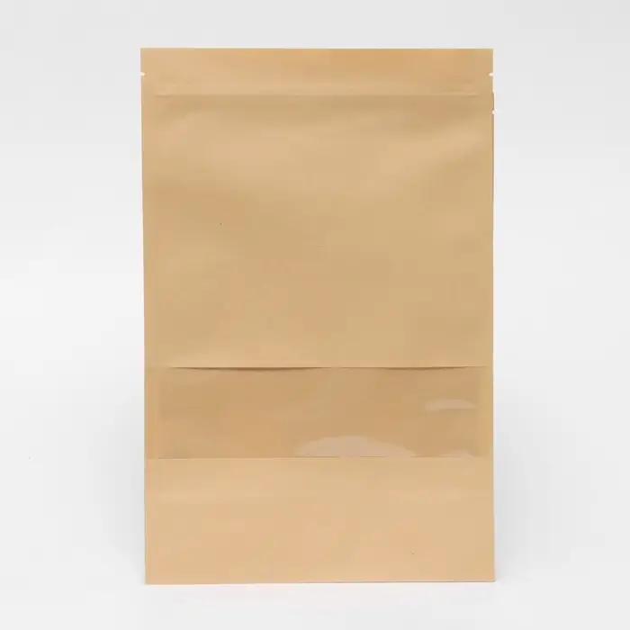 Пакет фасовочный, крафт, зип - лок, с окном, 20(4) &times; 30 см