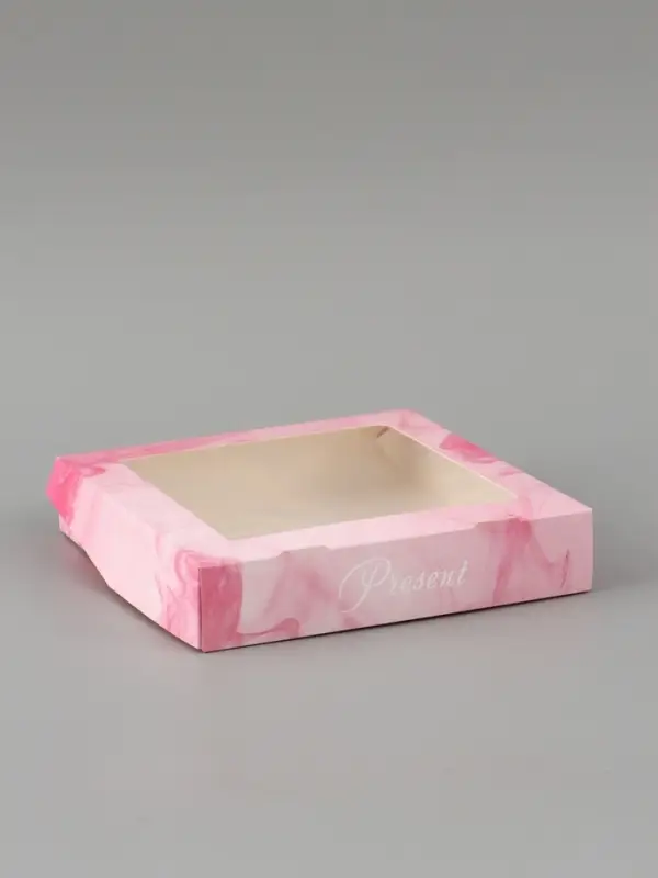 Коробка подарочная с окном &laquo;Подарок&raquo;, 20&times;20&times;4 см, самосборная