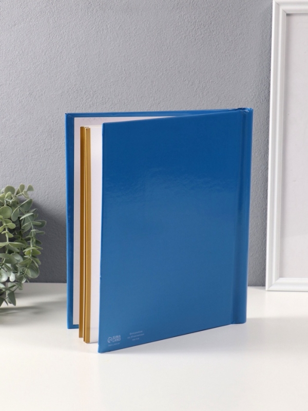 Фотоальбом магнитный 20 листов "Улыбайся чаще" голубой тиснение серебро 29х24х2 см