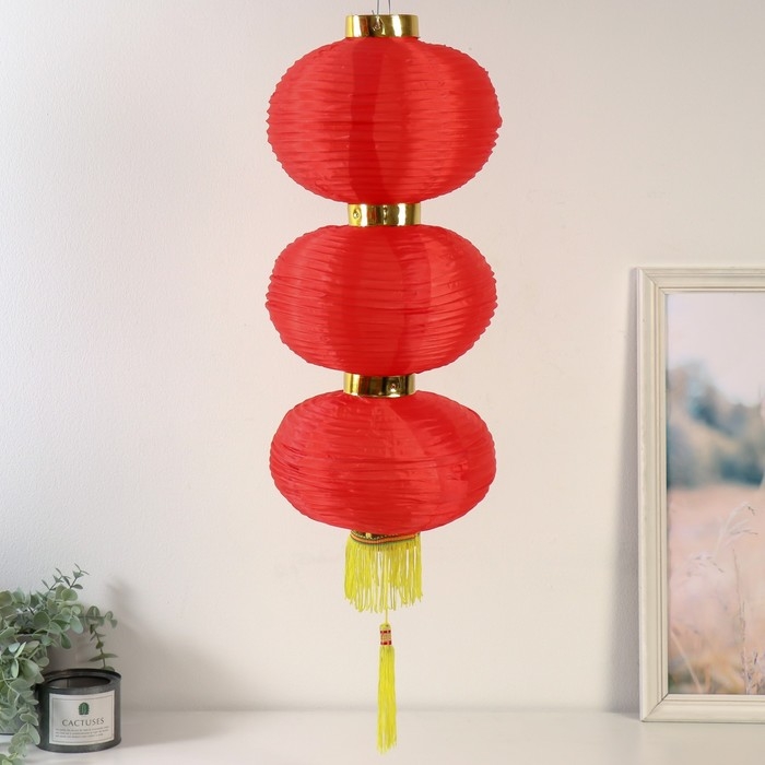 Сувенир текстиль, металл Сувенир текстиль, металл "Три китайских фонарика" 20х20х55 см