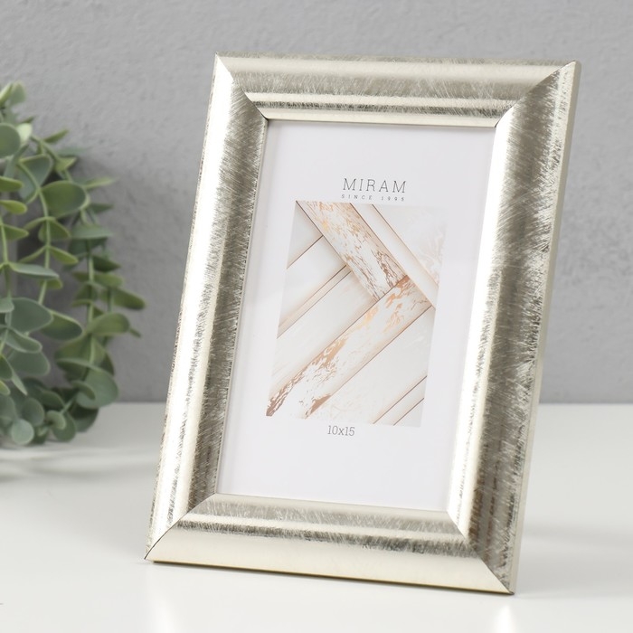 Фоторамка пластик Фоторамка пластик "МИРАМ" 10х15 см 221 серебро (пластиковый экран)