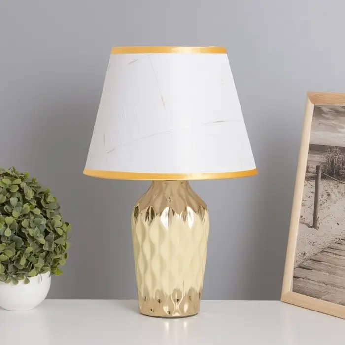 Лампа настольная RISALUX &laquo;Наталия&raquo;, Е14, 40 Вт, бежево-золотистая, 24&times;24&times;40 см