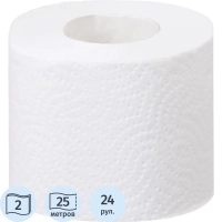 Бумага туалетная JOYeco 2сл натур бел вторич втул 25м 24рул/уп