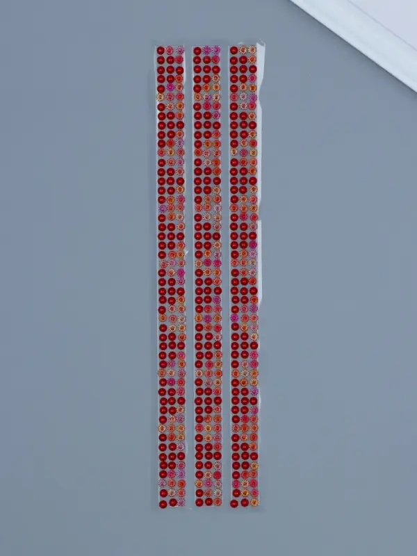 Наклейка пластик стразы Наклейка пластик стразы "Жемчужины и цветочки" красные 7х31 см