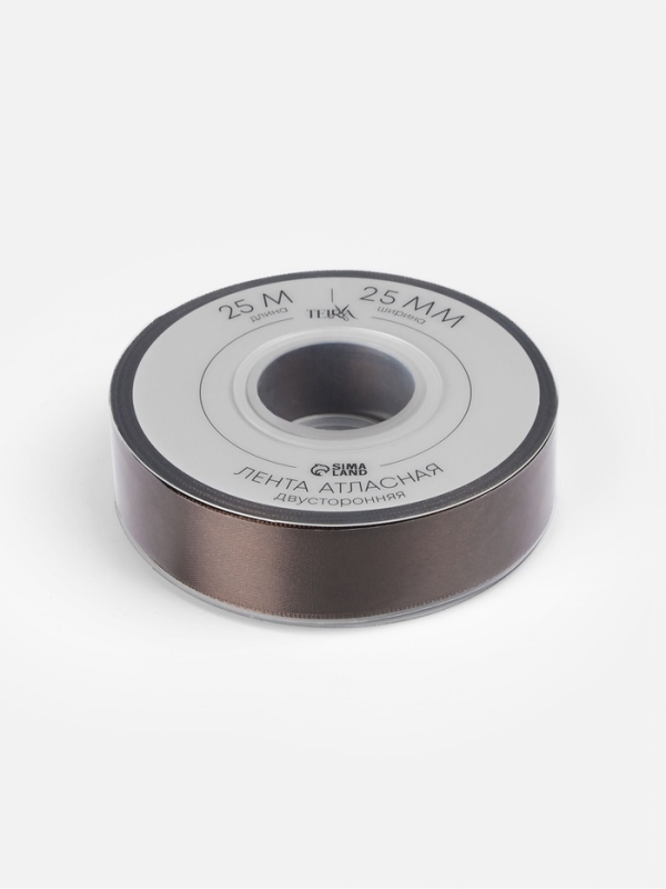 Лента атласная двухсторонняя №0850 25мм*25±1м орехово-коричневый TR